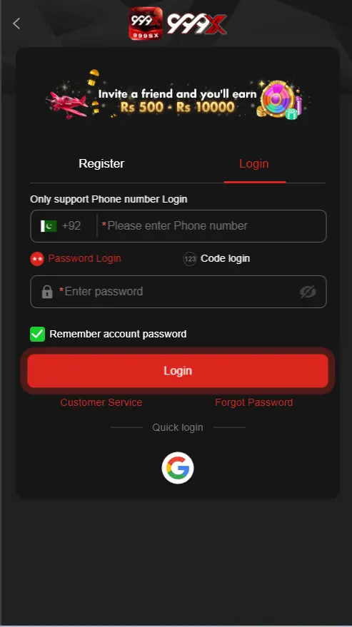 999X Game Account Login Portal